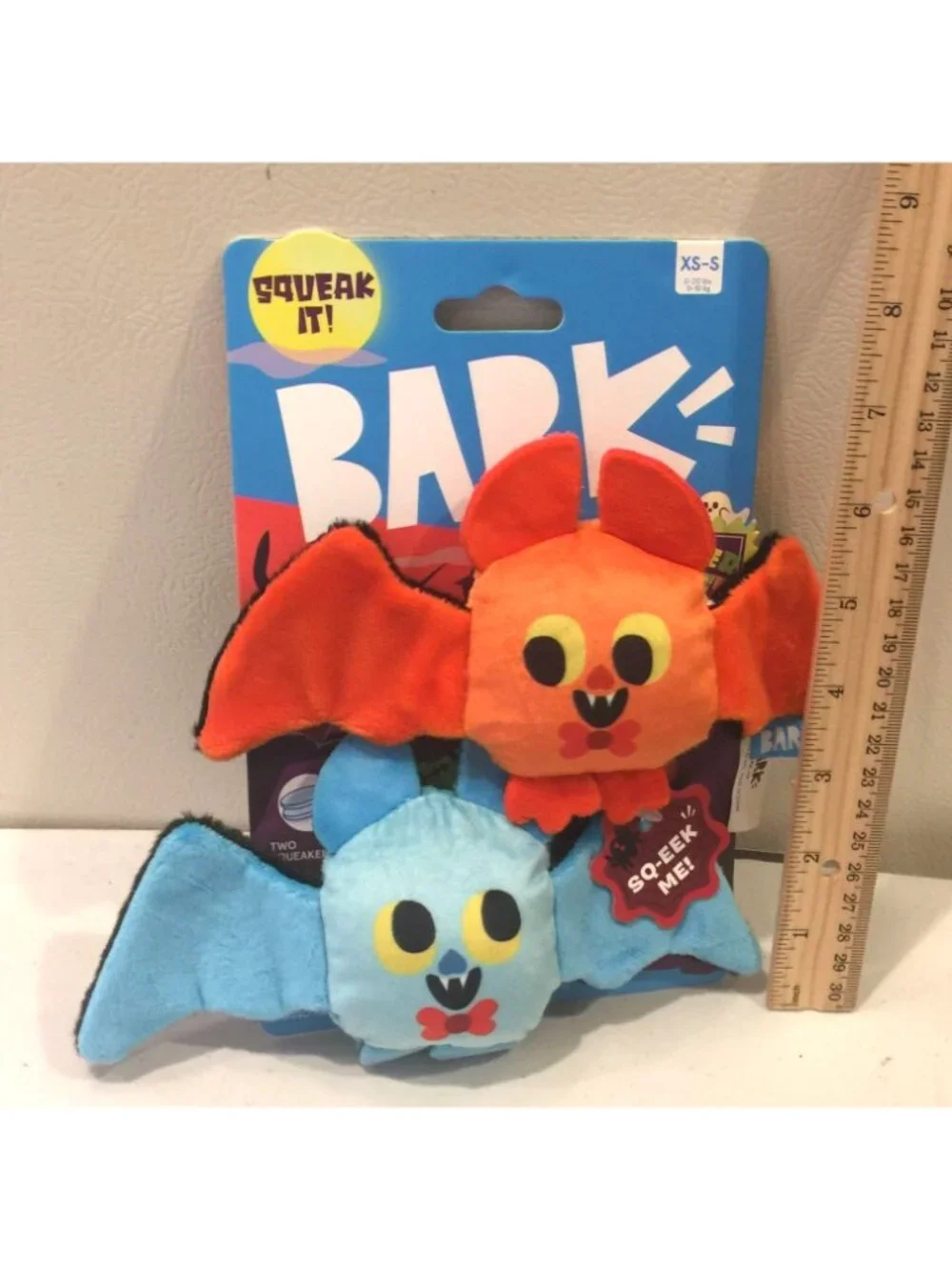 BARK XS-S Muttster Madness WINGMEN Plush Squeak Crinkle Bat Dog Toy